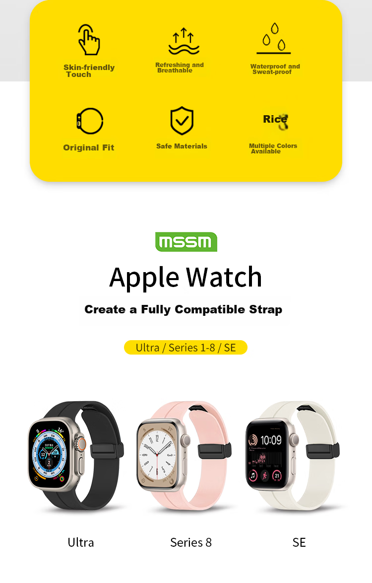 Ремешок MSSM для Apple Watch, силиконовый, с магнитной застежкой, для IWatch S11/Ultra3/S10/9/SE3, винно-красный, размеры 44/45/46/49мм