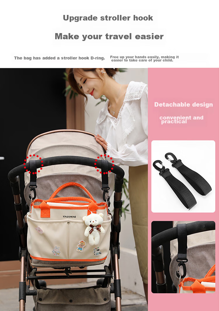 Сумка для мамы 9i9 Mami Bag, вместительная, для малыша, на плечо или в руку, цвет "Юаньци оранж"