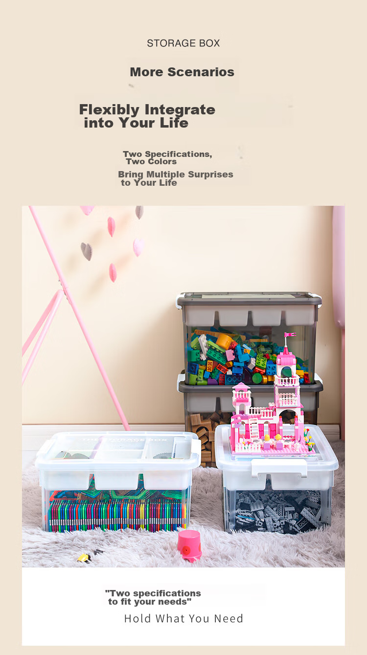 Конструктор Xitianlong LEGO Storage Box, Органайзер для детских конструкторов и магнитных плиток, Ящик для сортировки игрушек большой вместимости, 16 литров, прозрачно-белый