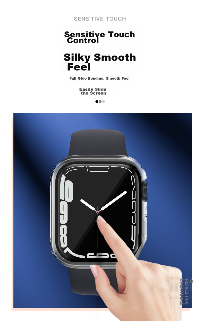 Защитный чехол-пленка Weiqiantu для Apple Watch Ultra2/S9/8/7/SE, закаленное стекло, полноэкранная защита от падения, интегрированный корпус - 40 мм [Прозрачный]