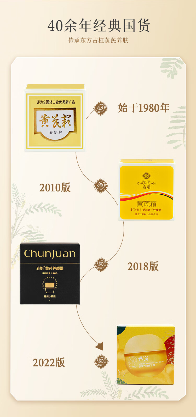 春娟黄芪霜升级加量版45g(面霜乳液 清透型保湿滋润 经典国货)