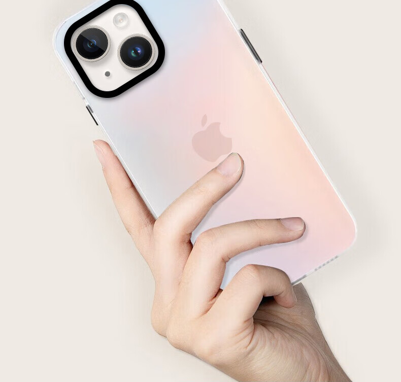 Чехол для iPhone 14 Baozou, силиконовый, с мягким краем, полупрозрачный, полная защита, противоударный, лазерный градиент, премиальный матовый жесткий чехол