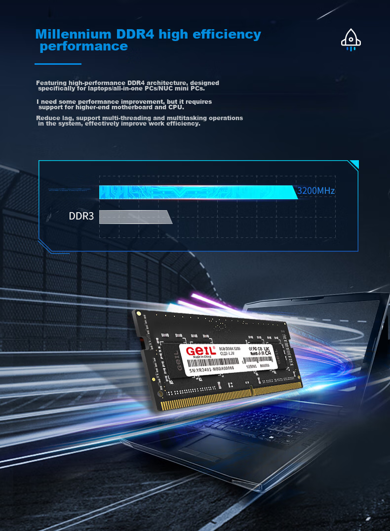 Оперативная память GEIL Jinnbang 16GB DDR4-3200 SO-DIMM, 1x16GB, CL22, 1.2V