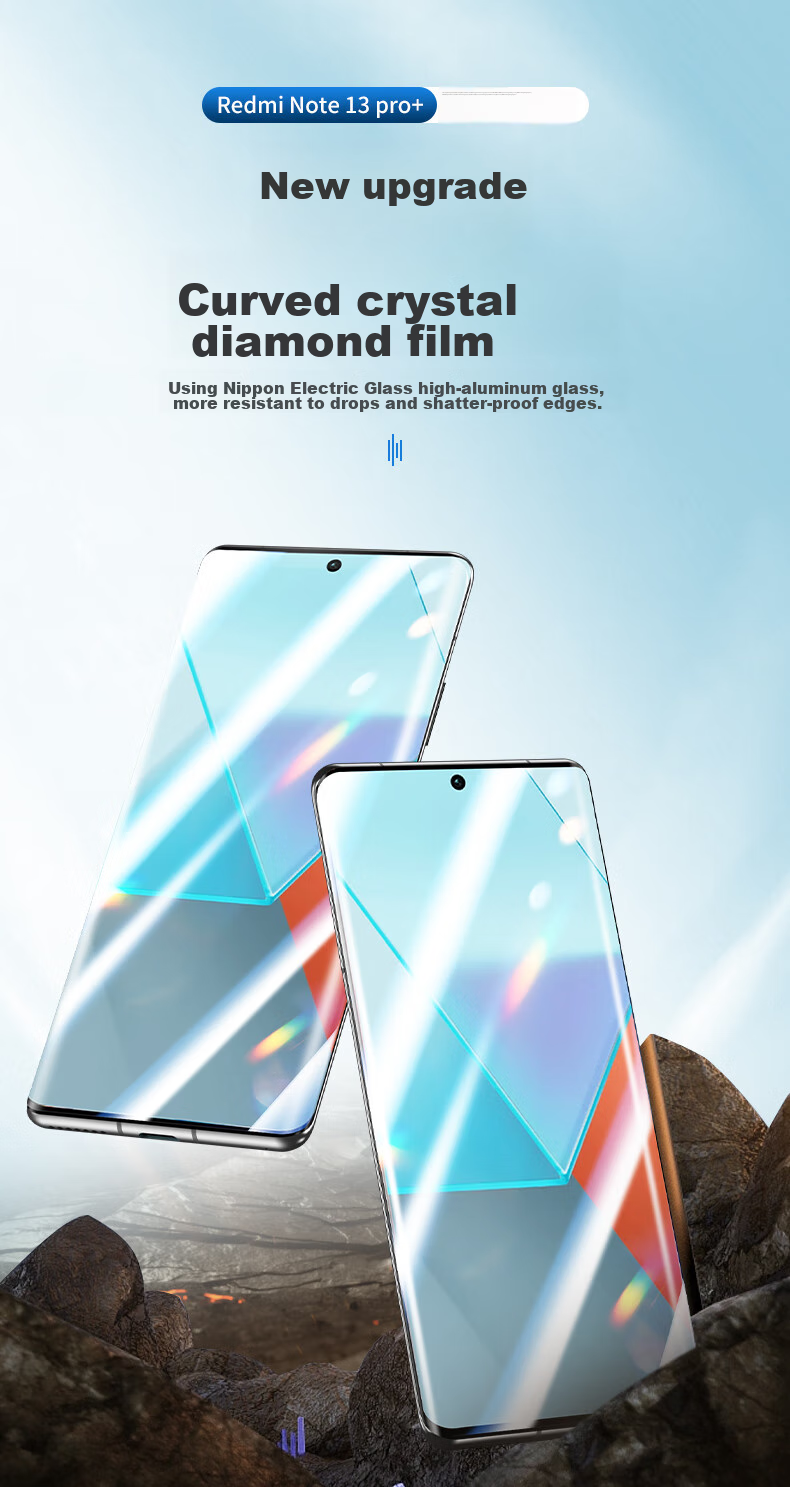 Защитное стекло LLUNC для Xiaomi Redmi Note 13 Pro+, 2 шт., ультратонкое, HD, изогнутое, защитная пленка, защита от отпечатков пальцев, защита от царапин