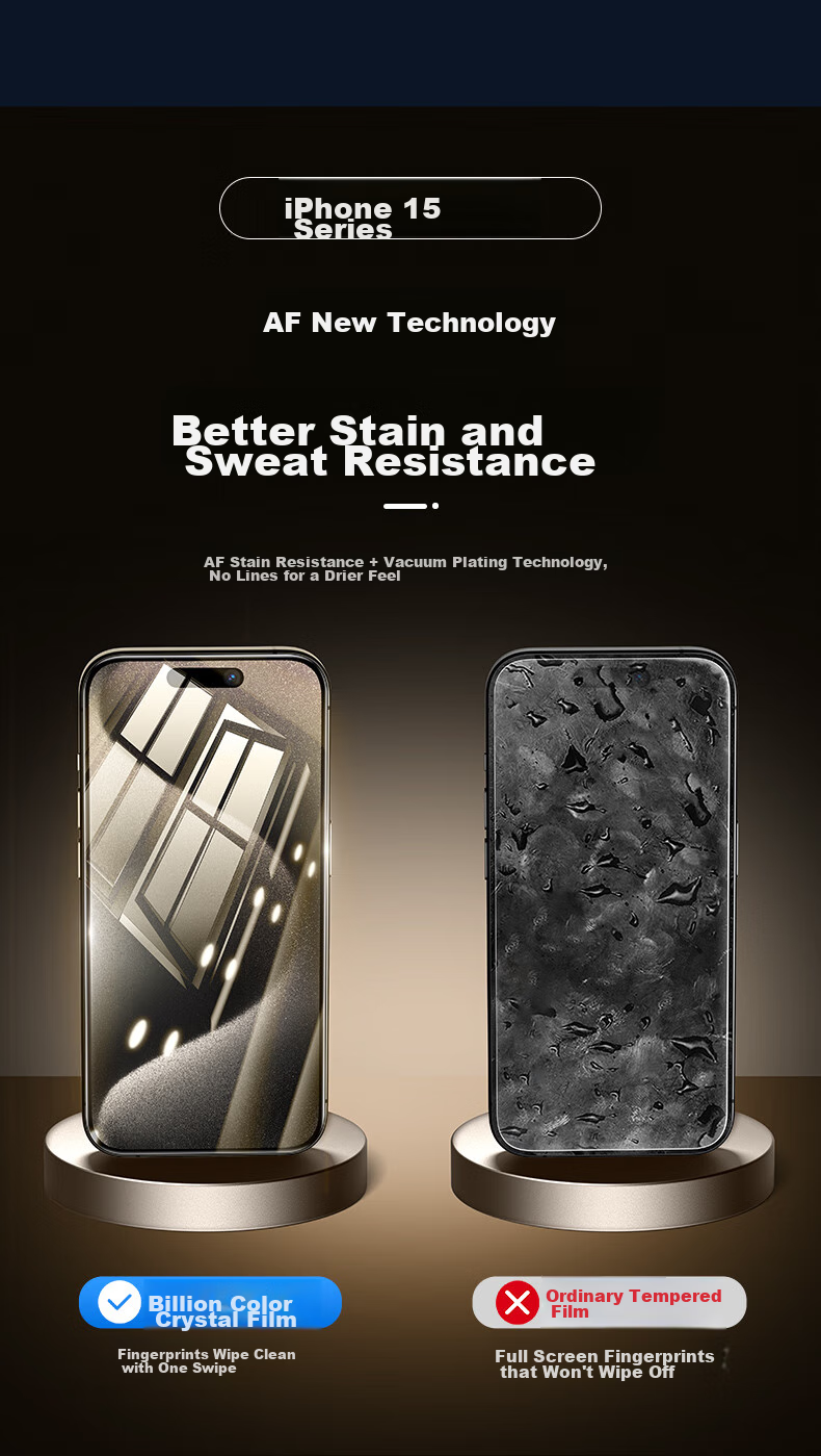 Защитное стекло ESR для iPhone 15 Pro Max, полное покрытие, антиотпечатки, HD, 2 шт.