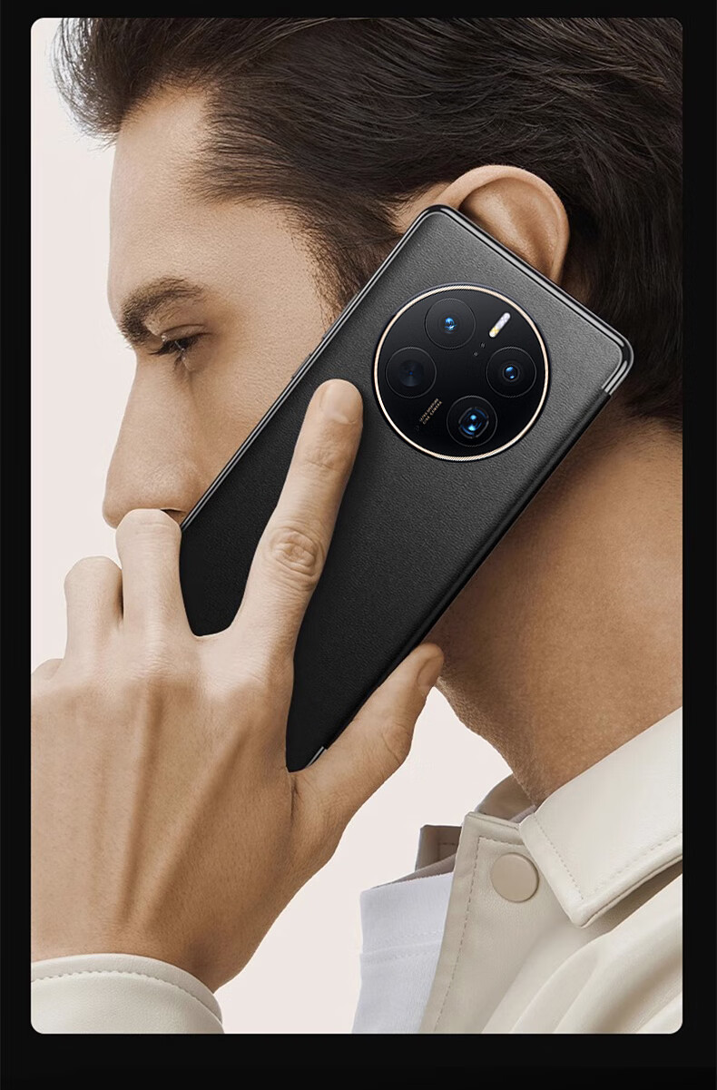 Чехол-книжка Eddga "Chuan Lian Jin Bao" для Huawei Mate50 Pro, флип-обложка с окном для просмотра уведомлений, полная защита, ударопрочный, натуральная кожа, с функцией "сон/пробуждение", черного цвета