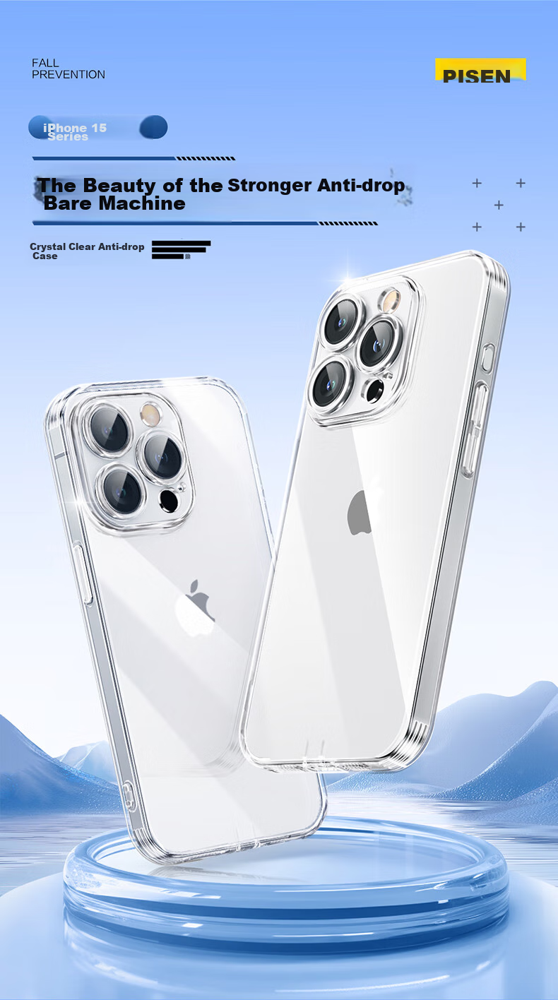 Чехол PISEN для iPhone 15 Pro Max, прозрачный, противоударный, ультратонкий, пылезащитный, антистатический, артикул 100066399699
