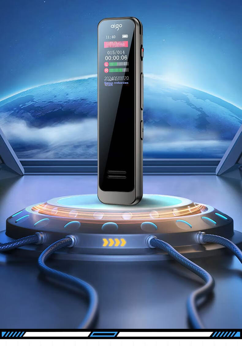 Диктофон Aigo R3315C, 32 ГБ, профессиональная запись, шумоподавление, 60 часов работы