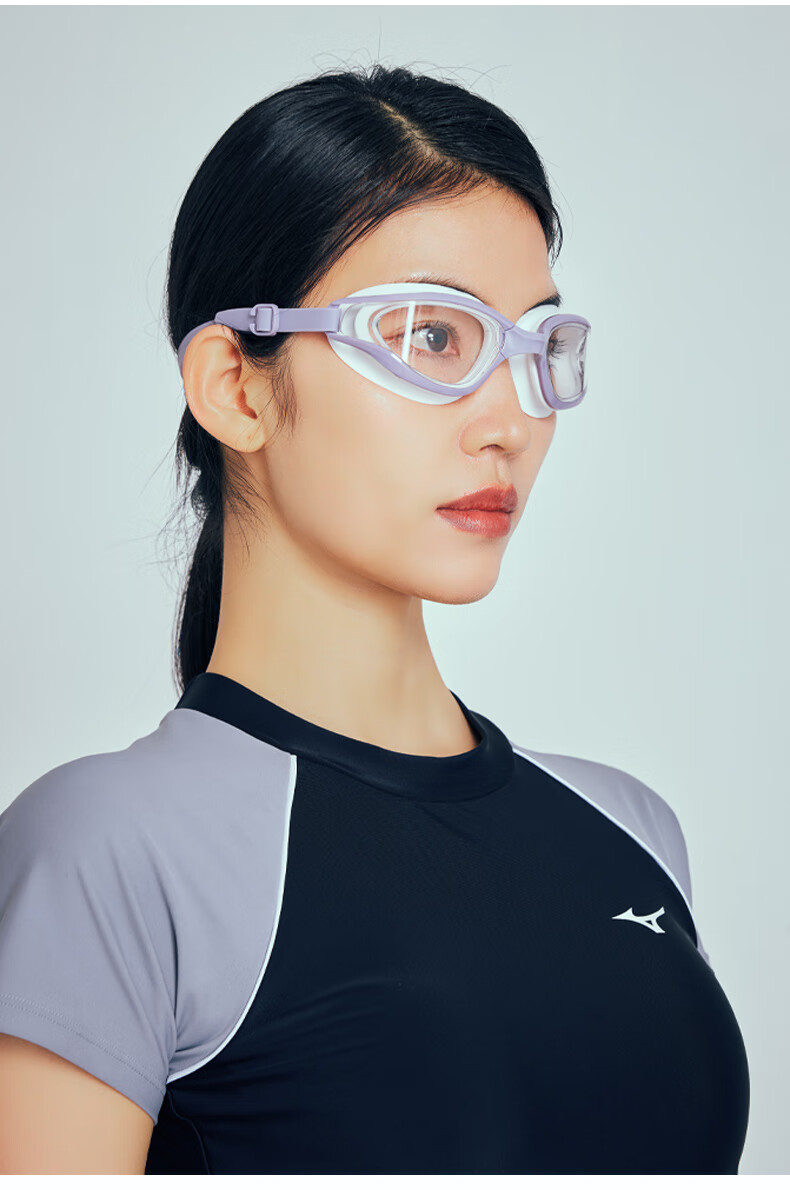 Очки для плавания MIZUNO B050 Ink White, женские, взрослые, с широкой оправой, антифог, водонепроницаемые, с защитой от УФ