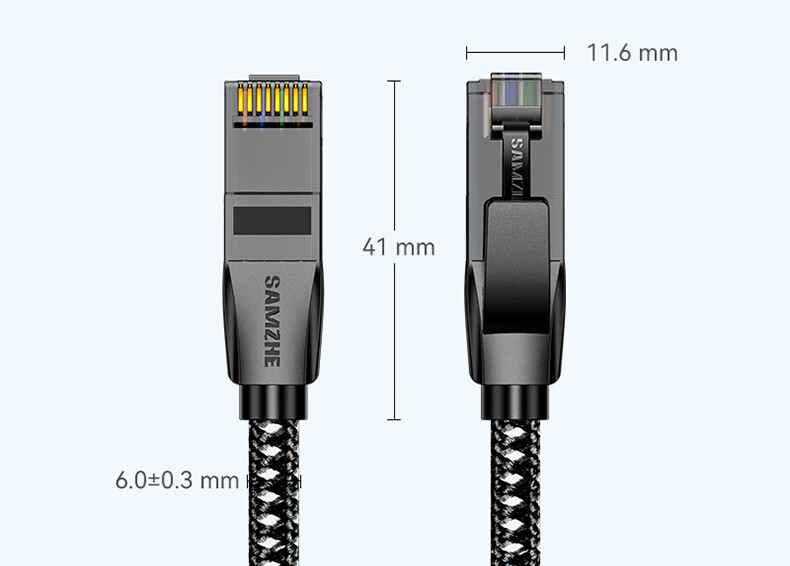 Сетевой кабель SAMZHE Cat6A Ethernet, 2 метра, чистая медь, 10 Гбит/с, патч-корд для домашнего компьютера, сетевое подключение, 8-жильный витой кабель, совместимый с 2.5G Gigabit, MWD6A020