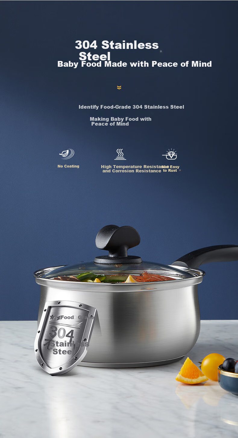 Кастрюля COOKER KING из нержавеющей стали 304, 16 см, без покрытия, для супа, лапши, детского питания