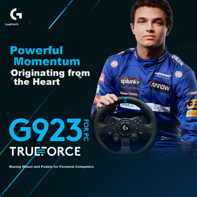 Игровой руль G923 с педалями, высокоточная обратная связь по усилию, гоночная симуляция, для PC, Horizon 4 и Project CARS 2