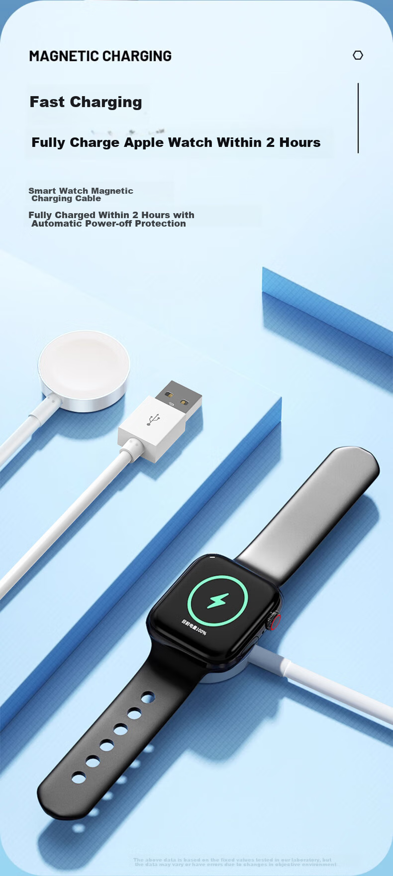 Магнитная зарядная док-станция KOVOL для Apple Watch Series 11/10/9/8/7/6SE/Ultra, USB-версия, 1 метр