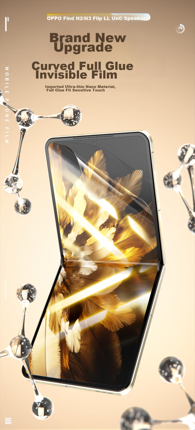 Защитная пленка LLUNC для OPPO Find N3 Flip / N2 Flip, внутренняя, полноадгезионная, прозрачная, 2 шт.