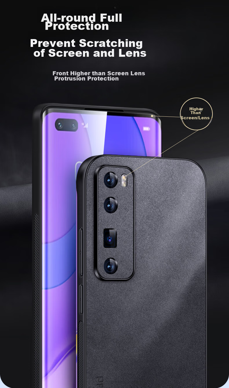 Чехол для телефона Shangsu для Huawei Nova 7 Pro, противоударный, с защитой объектива, из натуральной кожи ягненка, черный