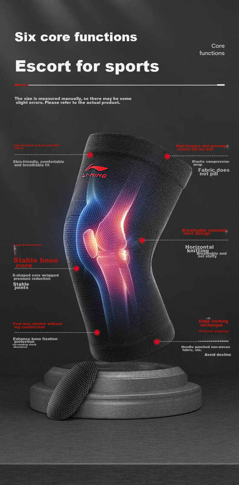Наколенники LI-NING 904, спортивные, для защиты колена, размер XL, 2 шт.