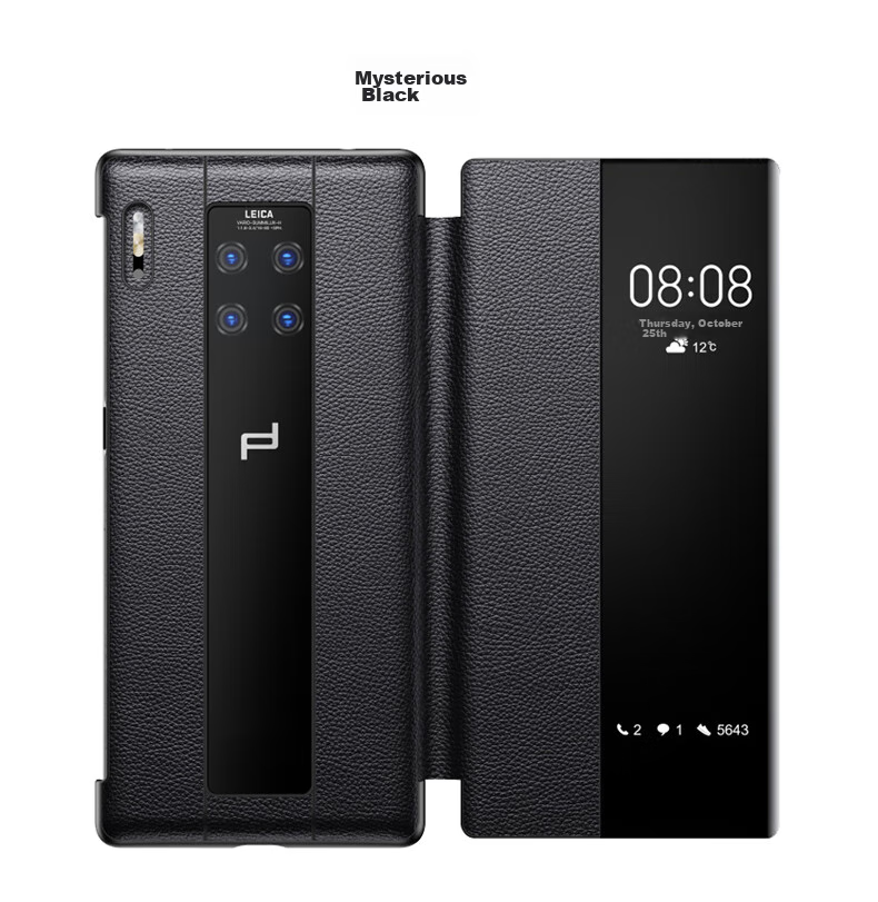 Чехол ZhengJian для Huawei Mate30 RS Porsche Design, флип-чехол с окном, противоударный, с функцией Smart Sleep, черный