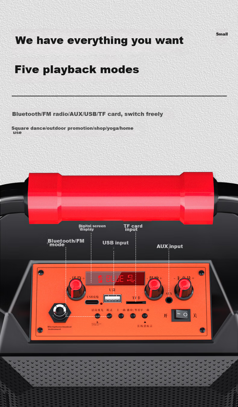 Портативная Bluetooth-колонка Newmine K220, 6.5 дюймов, 120 Вт, караоке, уличная, с микрофоном, Черный