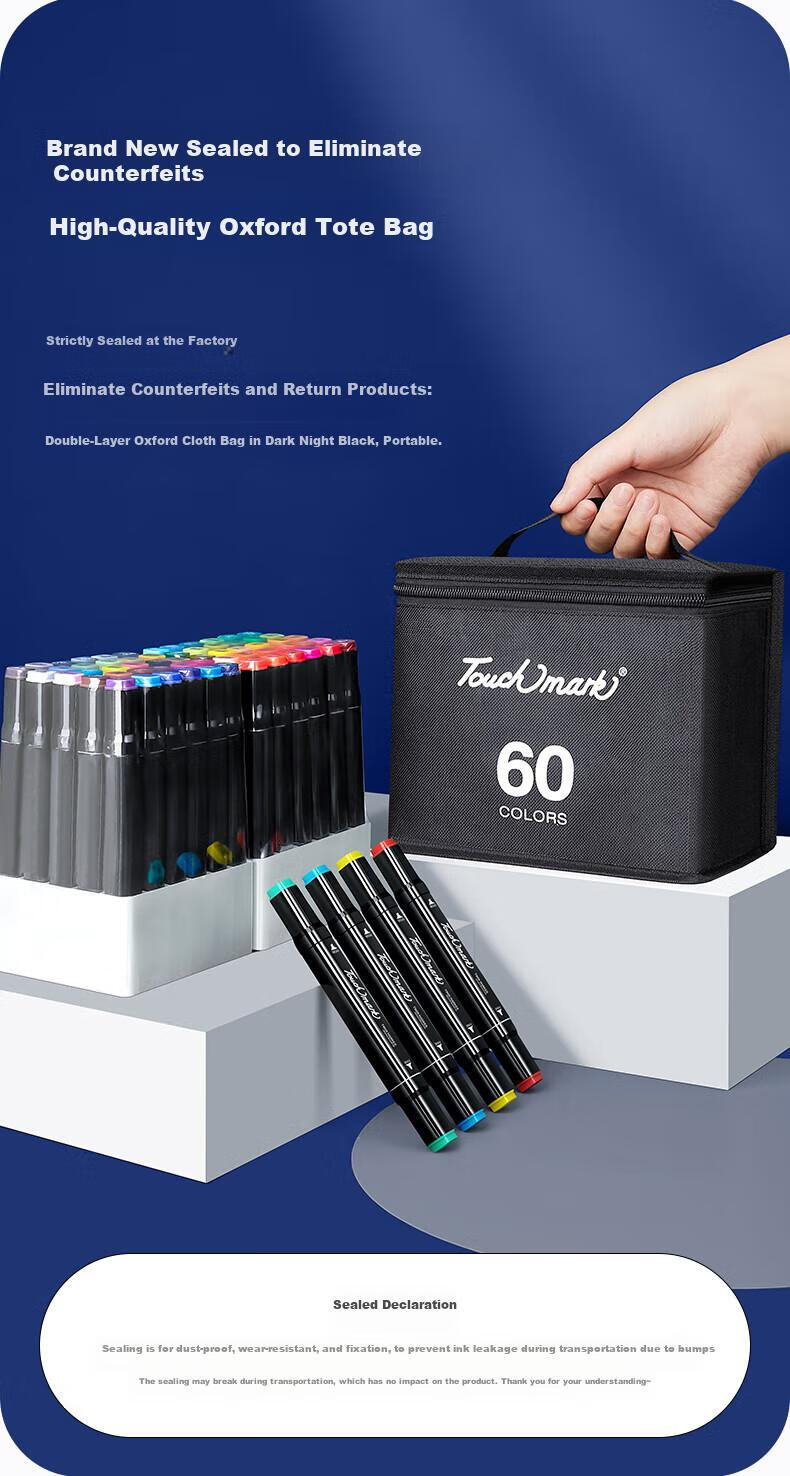 Маркеры Touch mark T3 Marker, набор 80 цветов, двухсторонние, спиртовые, с тонким и скошенным наконечником, для рисования и дизайна