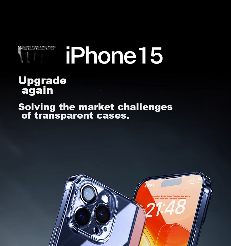 Чехол ZHIWEISHI для iPhone 15 Pro Max, ультратонкий, безрамочный, противоударный, прозрачный
