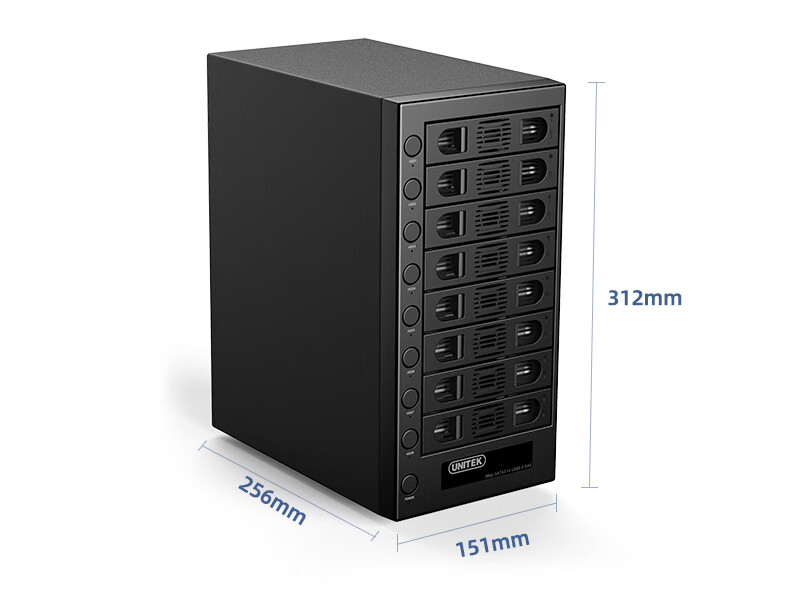 UNITEK Корпус для жестких дисков, 8 отсеков, для 2.5/3.5-дюймовых SSD и HDD, внешний накопитель для компьютеров