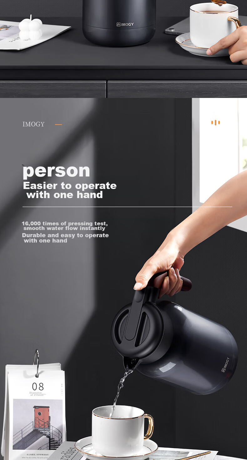 IMOGY Термос-бутылка для воды, бытовой термос большой емкости, 316L нержавеющая сталь, 2000 мл