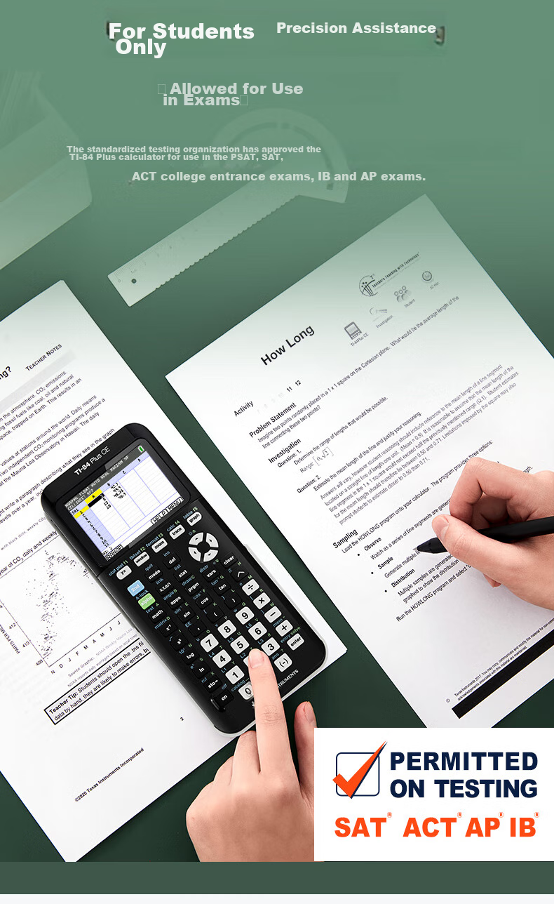 Графический калькулятор TEXAS INSTRUMENTS TI-84 PLUS CE с цветным экраном, для экзаменов SAT/AP