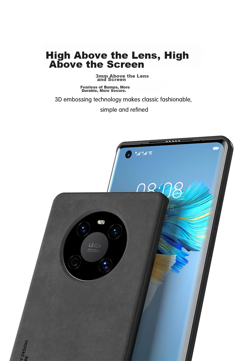 Противоударный чехол HotFire для Huawei Mate40/Mate40E, кожаный, матовый, защита камеры, простой стиль, дымчато-серый