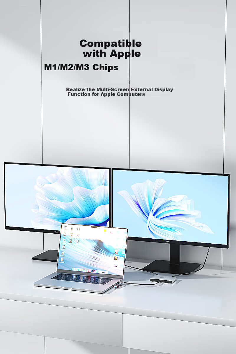Wavlink WL-UG69DH2 Silver Expansion Dock, Type-C to DP Dual HDMI, Supports 5K60Hz, DisplayLink Protocol Converter Adapter, Suitable for Macbook Screen Extension