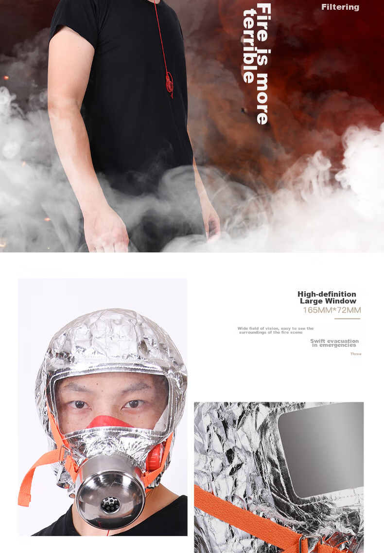 Противопожарная маска для защиты от дыма и газа ZHONG JIA WO AN TZL30, полнолицевая, фильтрующего типа, для самоспасения при пожаре, 30 минут