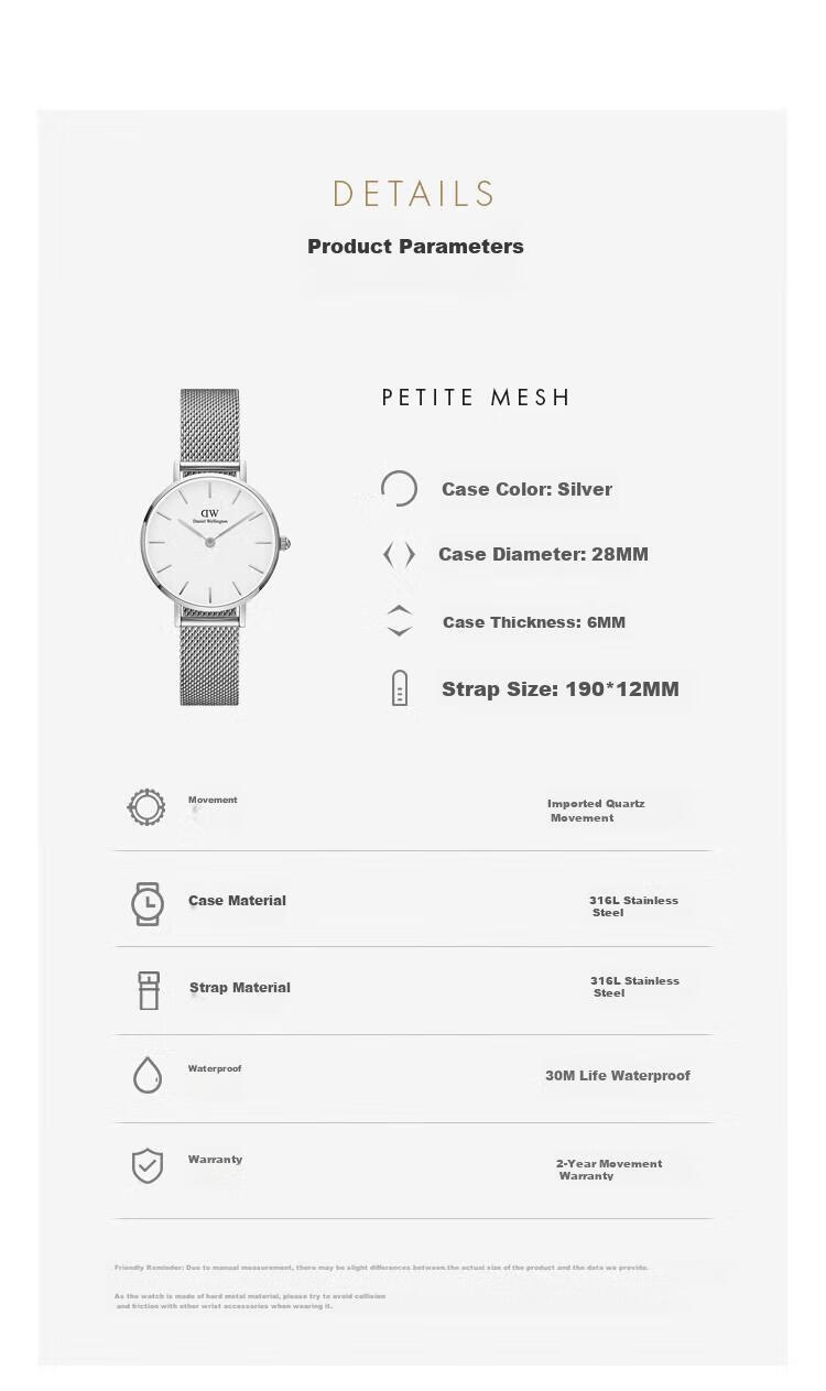 Женские наручные часы Daniel Wellington DW220, кварцевые, с белым циферблатом и стальным браслетом, 28 мм