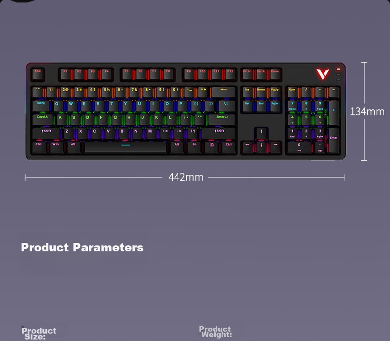 Игровая механическая клавиатура Rapoo V500PRO с подсветкой, 104 клавиши, проводная, синий переключатель