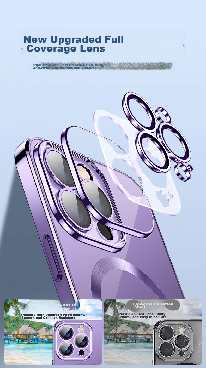 Чехол для iPhone 13 Pro Max ZHIWEISHI, прозрачный, антиударный, с магнитной функцией, черная графитовая рамка