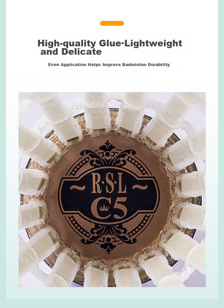 Воланы для бадминтона RSL Competition Duck Feather C5, набор из 12 штук, скорость 77, перьевые, для тренировок