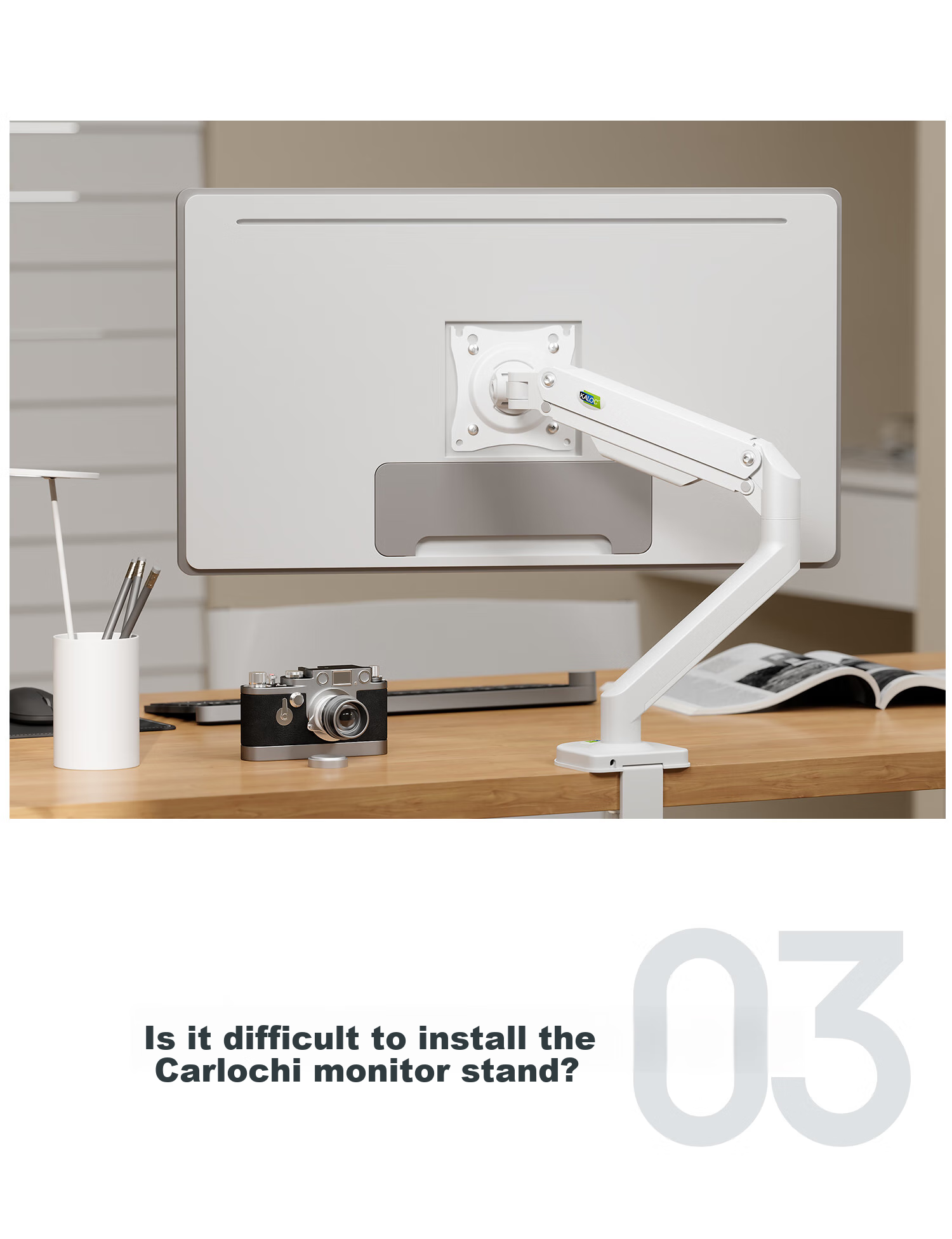 Кронштейн для монитора KALOC DS200 White, механический, настольный, белый