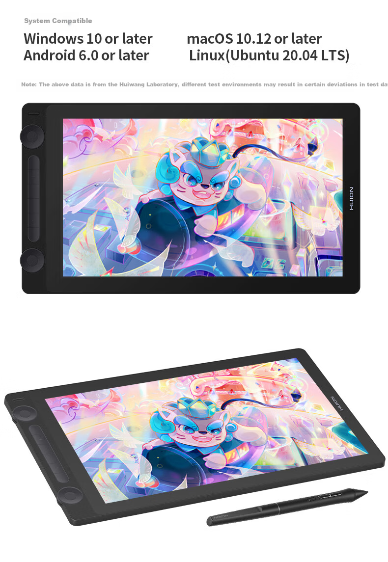 Графический планшет HUION Kamvas 16 Gen3 (2.5k) Smart Digital Display, подключаемый к телефону для рисования, компьютерной графики, ЖК-планшет для рисования, 4.0 цифровое перо, отчет о заводской калибровке цвета