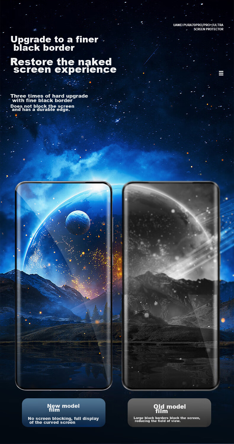 Защитное стекло LLUNC для Huawei Pura 70 Pro/Pro+, Full Coverage HD Ultra-Thin Shatterproof Anti-Fingerprint Protective Film