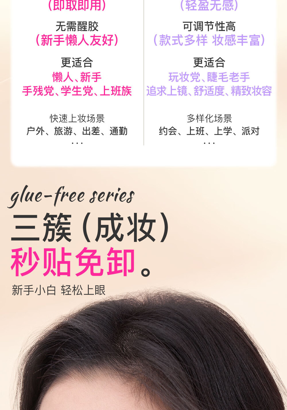 心愿先生免胶懒人三部曲升级款ABA肿眼泡新手免卸假睫毛 一盒免胶ABA（含专用镊子）