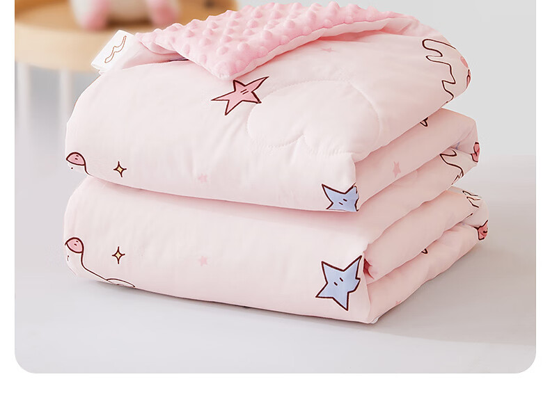 Детское одеяло-плед MERCURY Kids из чистого хлопка, гипоаллергенное, антибактериальное, для весны и осени, с точечным узором (Динозавр/Мягкий синий), 120x150 см, стирающееся