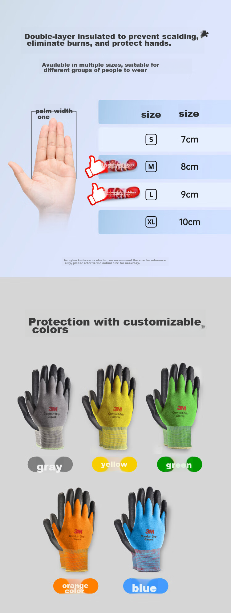 Перчатки рабочие 3M Comfort Grip, размер L, серые, нитриловые, многоразовые, для защиты рук