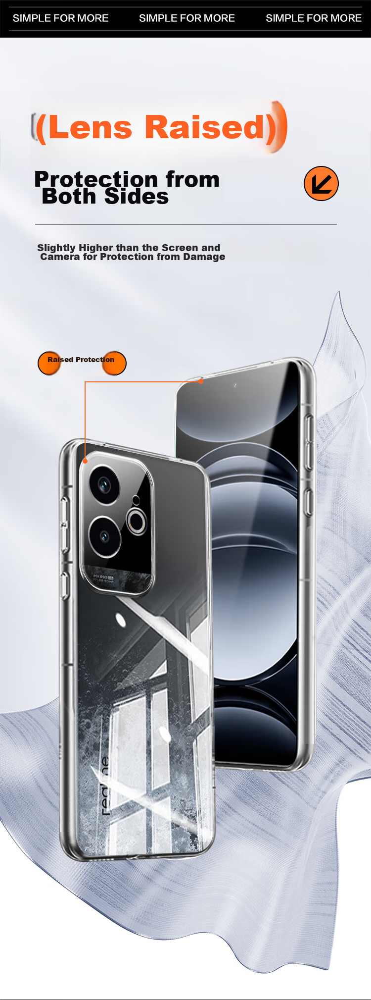 Чехол для телефона KOOLIFE для Realme GT6, защитный прозрачный силиконовый чехол с защитой камеры, простой, приятный на ощупь, устойчивый к отпечаткам пальцев