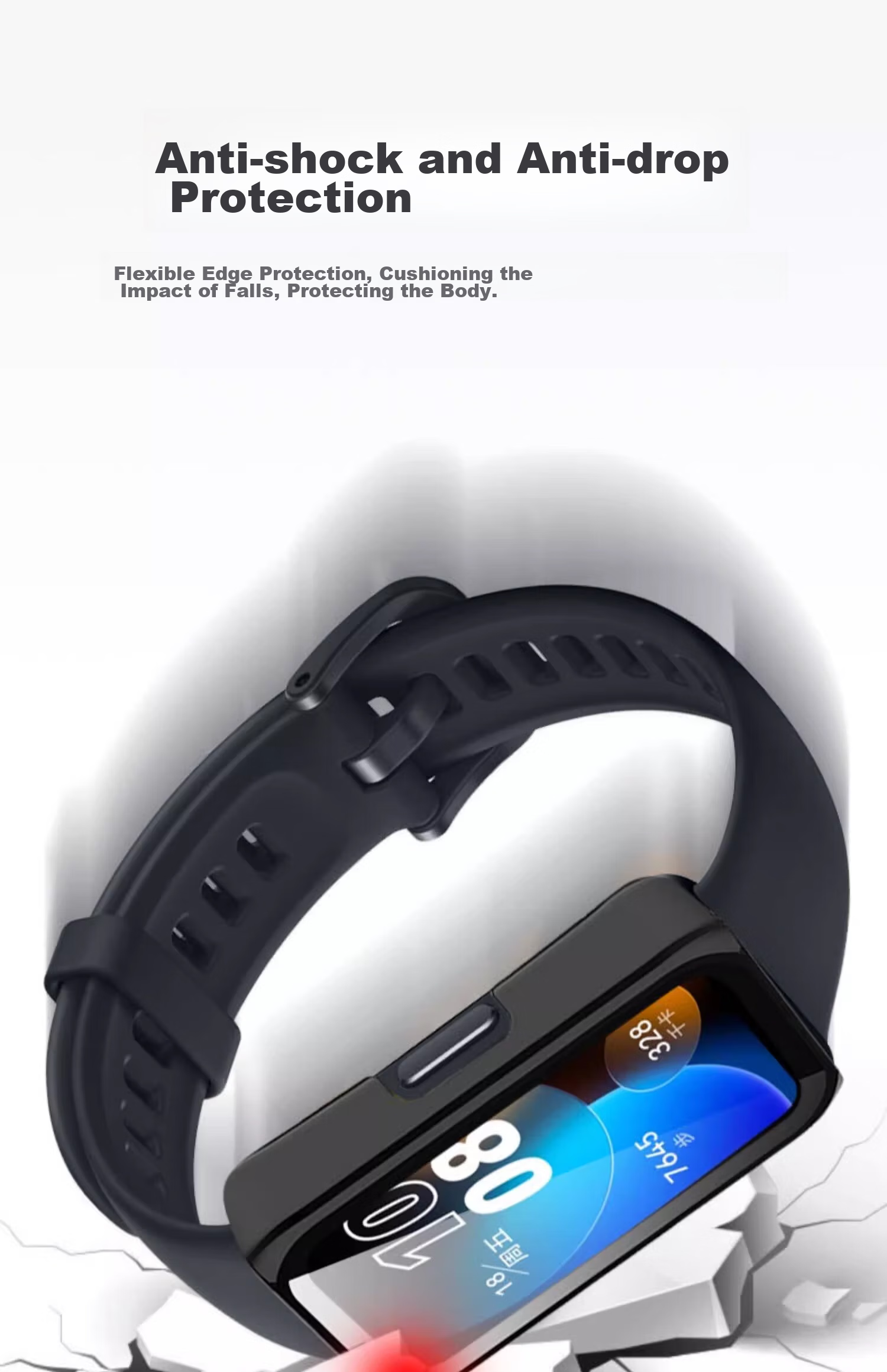 Защитный чехол Iboann для Huawei Band 9, 10, 8, прозрачный, с защитой экрана, TPU