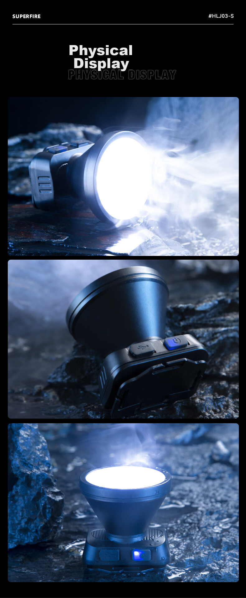 Налобный фонарь SupFire HLJ03-S, мощный, с датчиком движения, водонепроницаемый, для кемпинга, рыбалки, туризма