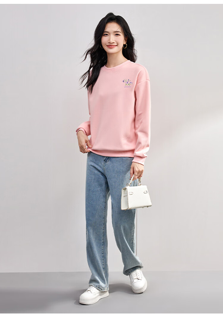 Женская толстовка Jeanswest, осень-зима, круглый вырез, художественный жаккардовый узор, свободный крой, комфортная, стройнящая, универсальная, черная, размер M