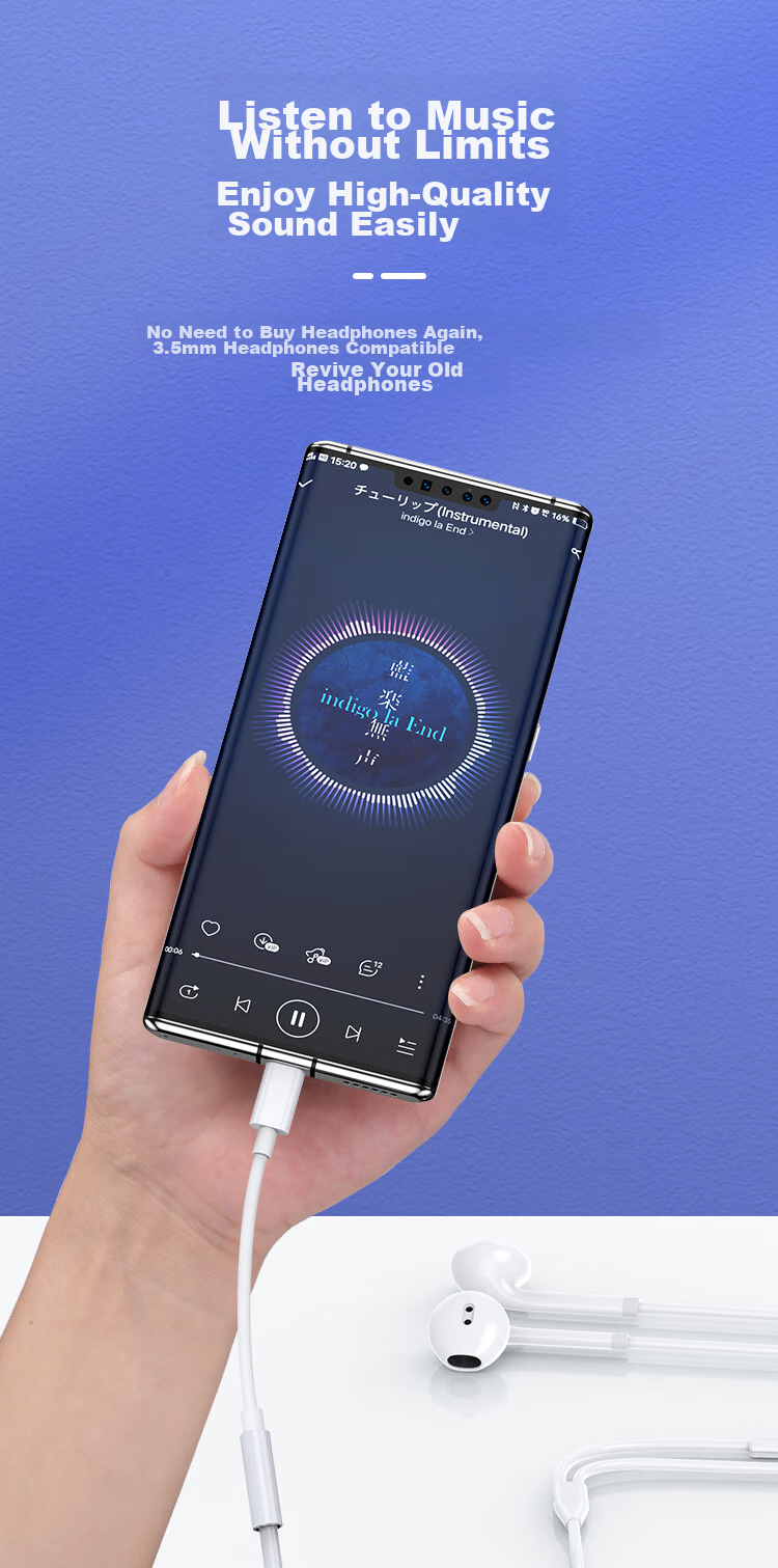 Адаптер KOVOL Type-C на 3.5 мм для наушников, аудиокабель USB-C, конвертер для iPhone 16/15, iPad, Huawei Mate60Pro, Xiaomi Vivo