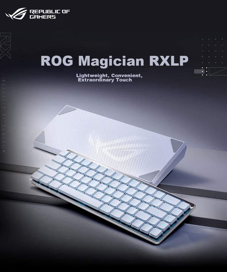 Игровая механическая клавиатура ROG Magician RX LP, 68 клавиш, три режима подключения, белая, с RGB подсветкой