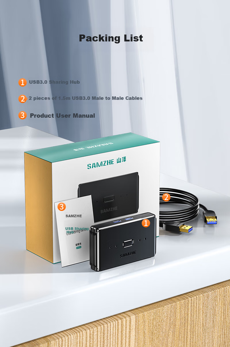 USB 3.0 хаб SAMZHE GX-400 с двумя входами и четырьмя выходами, переключатель для совместного использования USB устройств