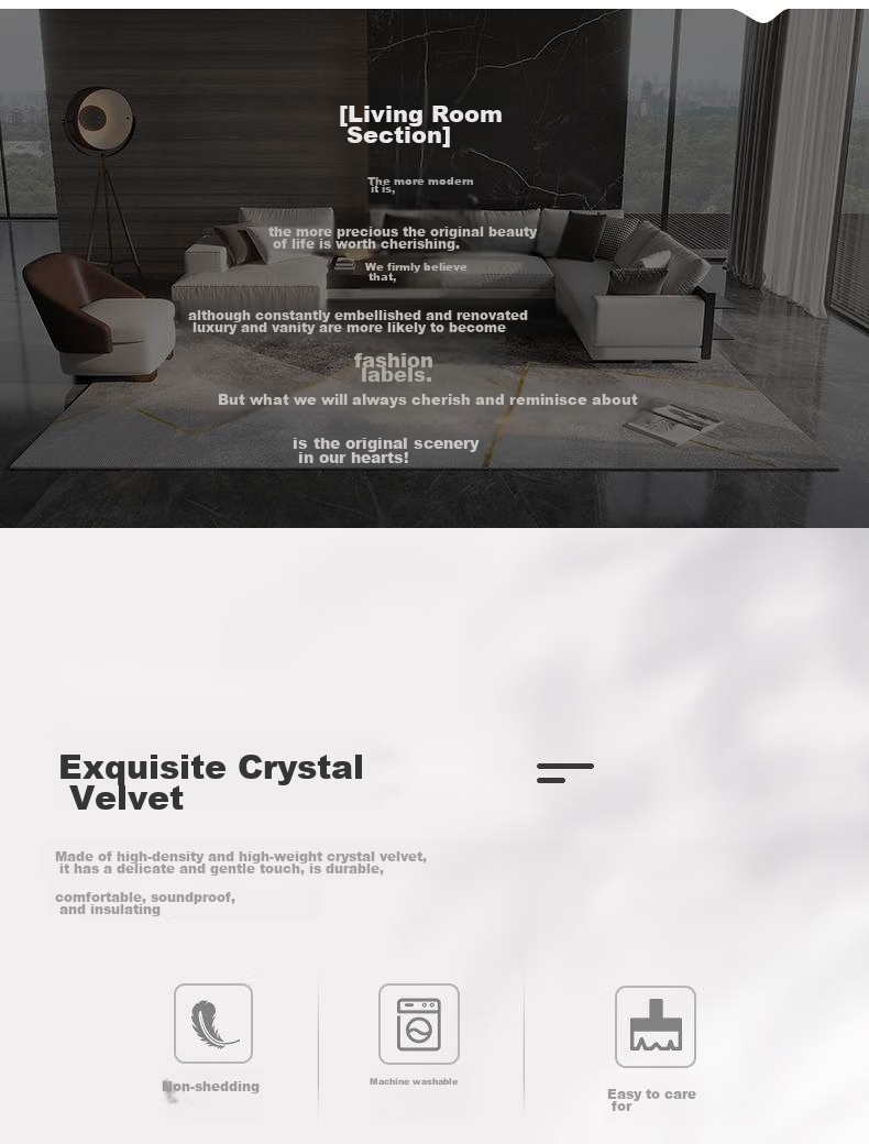 Ковер MOON TIME Crystal Velvet, для гостиной, грязеотталкивающий, нескользящий, легко моющийся, с золотой нитью, 160*230 см