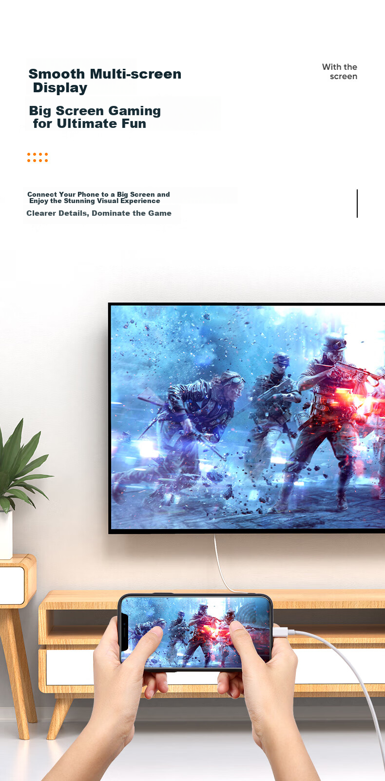 Кабель BIAZE Lightning - HDMI для Apple устройств, 1.8м, белый