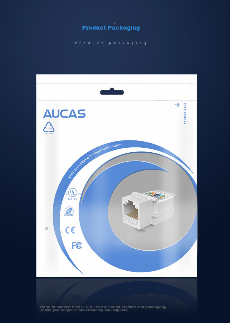 Модуль сети AUCAS Категория 6, Gigabit Ethernet, без инструментов, RJ45, белый